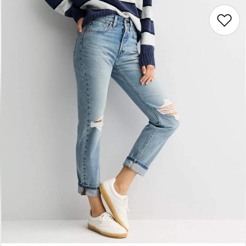 Levi's 501 Classic Women's Distressed Light Blue Straight Leg Jeans